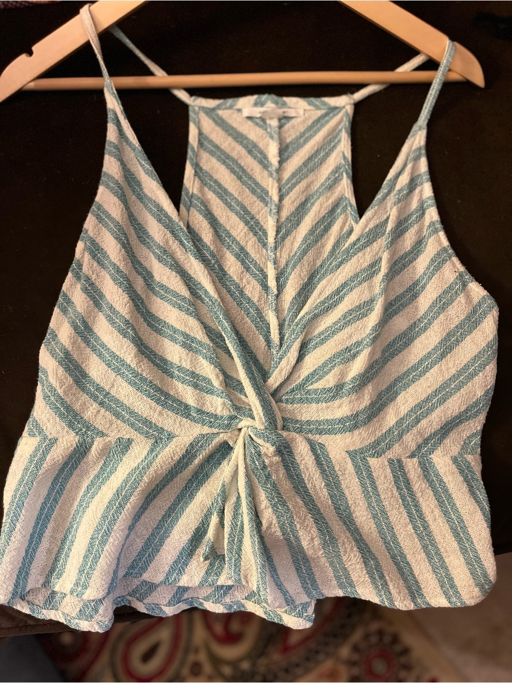 O’Neill  Striped Twist-Front V-Neck Top sz L